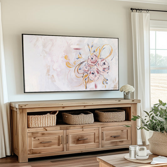 "Blush Floral Abstract" Frame TV Digital Download