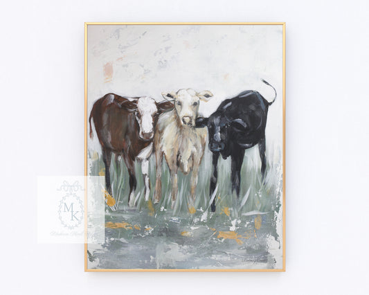 'Spring Babies' Cow Paper Print